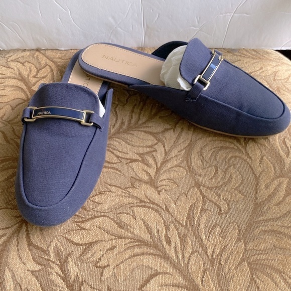 Nautical Labella woman’s navy blue loafer flat mules slip on textile upper 8.5🌹 - Picture 3 of 17